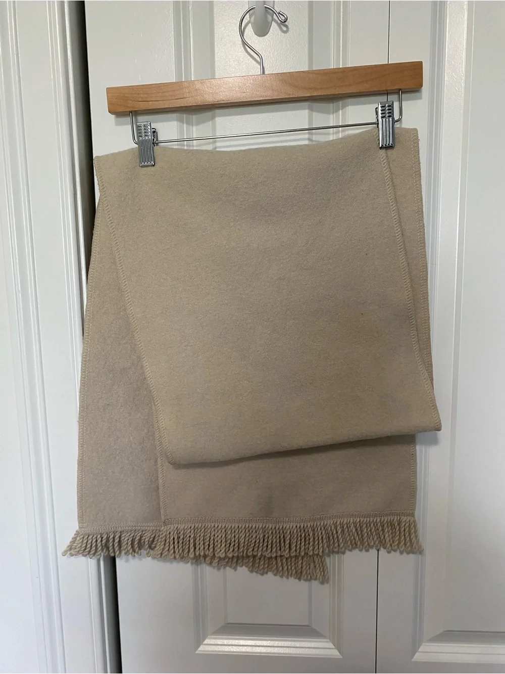 Geiger Beige Fringe Women’s Scarf Classic Neutral Style